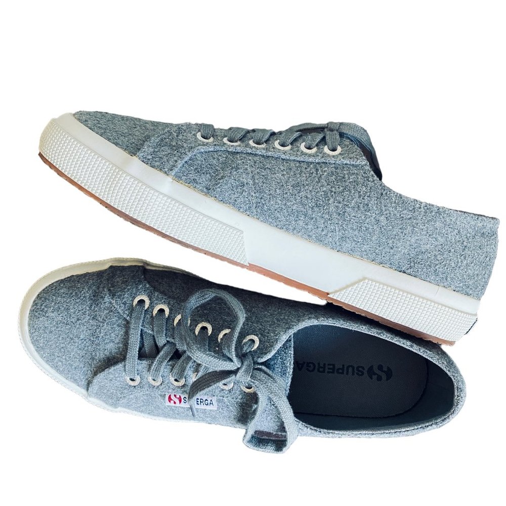 Superga Wool Light Gray Unisex Sneakers Neutral Minimal Size 9 1/2